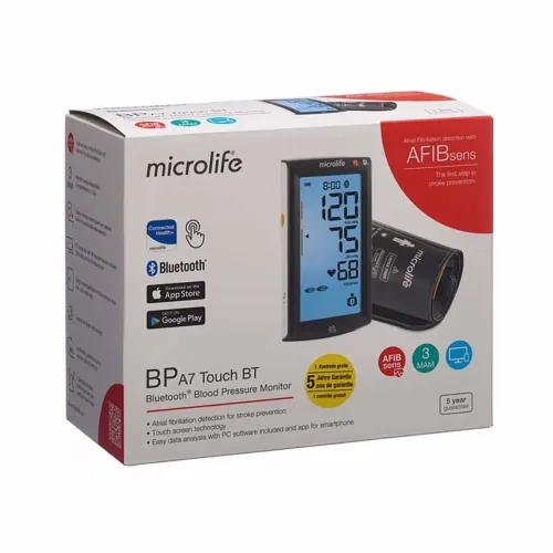 Microlife A7 Touch Bluetooth Blutdruckmessgerät – Blutdruckmessgerät/Herzfrequenzmessgerät – schwarz
