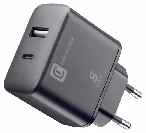 CELLULARLINE, Cellularline SuperFast Charger Sam 25W Dual Super Fast Charger – USB C Kabel/Adapter/Ladegerät