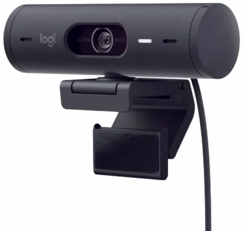 Logitech, Logitech Brio 500 Full HD-Webcam Klemm-Halterung, Stereo-Mikrofon, Integrierte Abdeckblende
