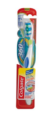 Colgate, Colgate 360° Whole Mouth Clean Mittel Zahnbürste Entfernt bis zu 151% mehr Bakterien