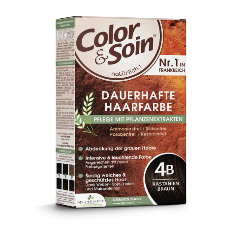 Color & Soin, Color & Soin - Coloration permanente 4B Châtain Brownie, 135 ml