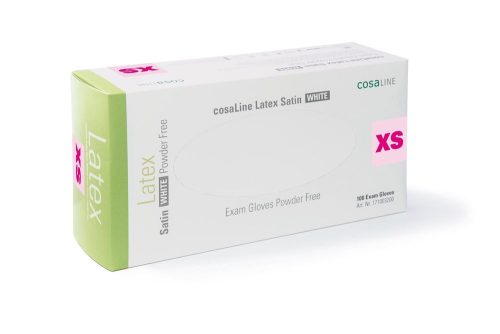 cosaLine, cosaLine Untersuchungshandschuhe XS Latex Satin weiss puderfrei (100 Stück)