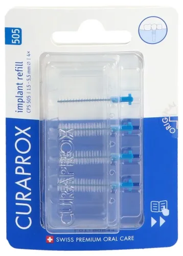 CURAPROX, CURAPROX CPS 505 Implant Blau Ersatzbürsten, Durchmesser 2-5.5mm (4 Stk)