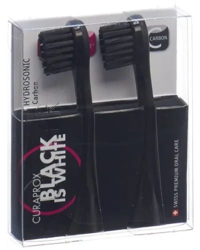 CURAPROX, CURAPROX - Black is white Bürstenkopf Carbon für Hydrosonic Duo, 2 Stück
