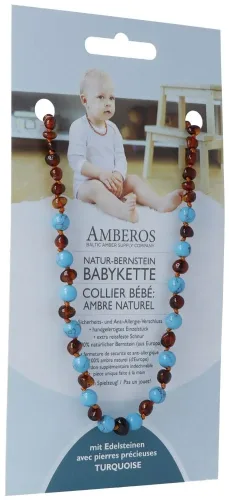AMBEROS, AMBEROS Natur-Bernsteinkette Baroque Turquoise (1 Stk)
