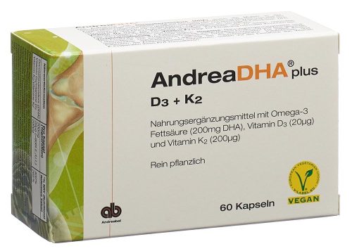 Andreabal, Andreabal AndreaDHA plus Omega-3 Vitamin D3 + K2 Kapseln, vegan (60 Stk)