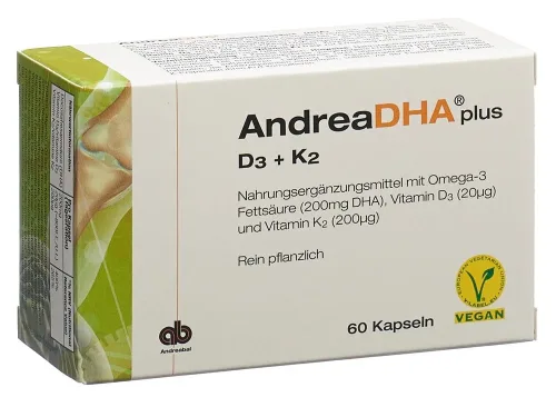 Andreabal, Andreabal AndreaDHA plus Omega-3 Vitamin D3 + K2 Kapseln, vegan (60 Stk)