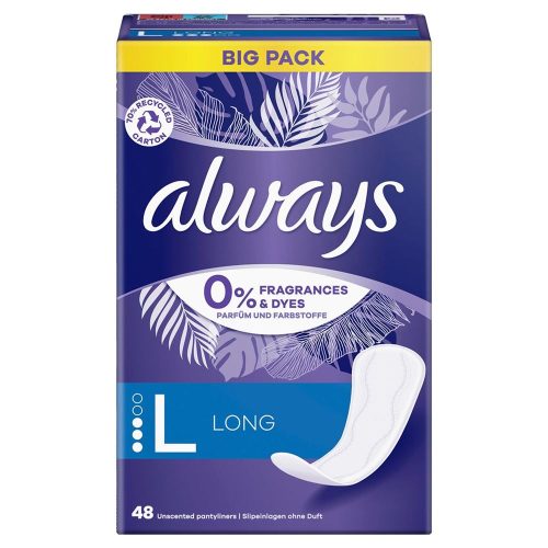 Always, always Slipeinlage Daily Protect Long 0% Duft- & Farbstoffe BigPack (48 Stück)