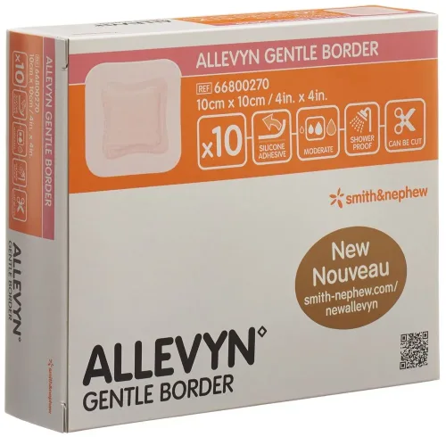 SMITH & NEPHEW, ALLEVYN GENTLE BORDER Wundverband, 10x10cm (10 Stk)