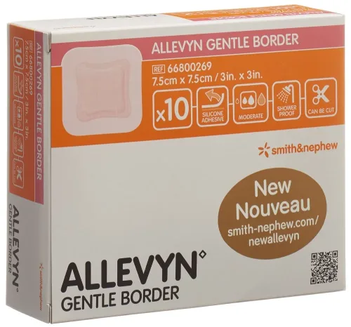 SMITH & NEPHEW, ALLEVYN GENTLE BORDER Wundverband, 7.5x7.5cm (10 Stk)