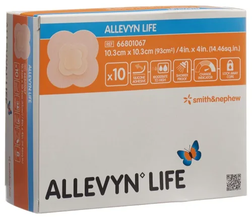 SMITH & NEPHEW, ALLEVYN LIFE Silikon-Schaumverband 10.3x10.3cm (10 Stk)