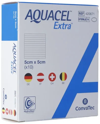 ConvaTec, ConvaTec AQUACEL Extra Hydrofiber Verband 5x5cm (10 Stk)