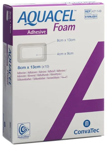 ConvaTec, ConvaTec AQUACEL Foam adhäsiv, 8x13cm (10 Stk)
