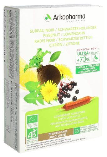 Arkopharma, ARKOFLUIDE Holunder-Rettich-Löwenzahn-Zitrone Bio Trinkampullen (20 Stk)