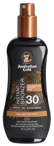 Australian Gold - Spray Gel mit Bronzer LSF 30, Spray Gel + Bronzer SPF 30, 237 ml