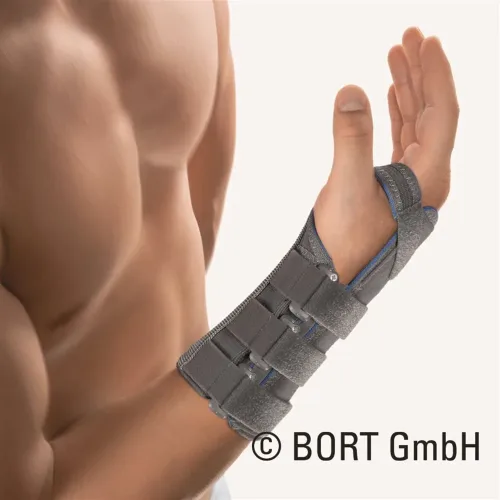 Bort Handgelenkstütze mit Alu-Schiene S rechts grau