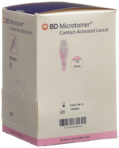 BD Microtainer, BD Microtainer kontaktaktivierte Lanzetten, 21Gx1.8mm, pink (200 Stk)