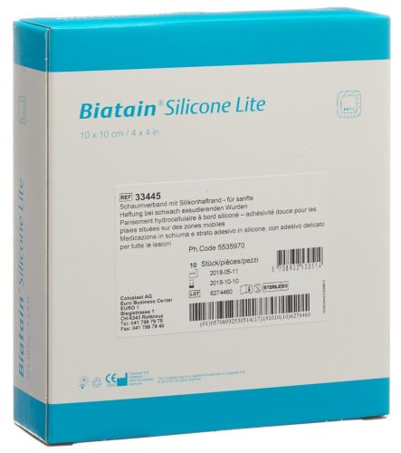 Coloplast, Biatain Silicone Lite Schaumverband 10x10cm (10 Stk)