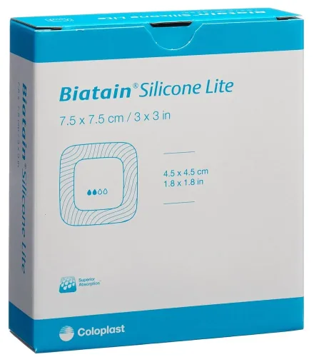 Coloplast, Biatain Silicone Lite Schaumverband, 7.5x7.5cm (10 Stk)