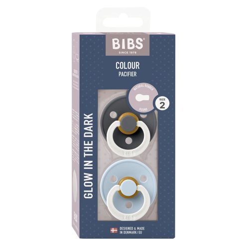 BIBS, BIBS® Schnuller Colour Iron Glow/Baby Blue Glow 6-18 Monate, 2 Stk.