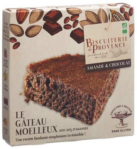Biscuiterie de Provence, BISCUITERIE DE PROVENCE Weicher Bio-Mandelkuchen mit Schokolade, glutenfrei (225g)