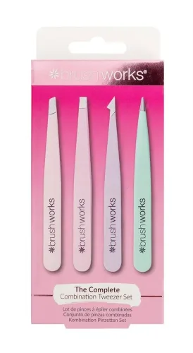 Brushworks Combination Tweezer Set Pastel 4 Stück Box