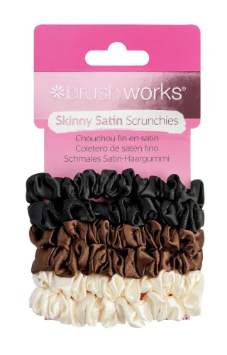 Brushworks Skinny Satin Scrunchies Box 6 Stk
