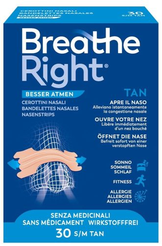 Breathe Right, Breathe Right Nasenpflaster TAN, Grösse S/M (30 Stk)
