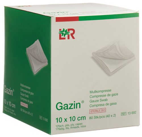 Gazin, Gazin Mullkompressen 10x10cm, 12-fach, steril (80 Stk)