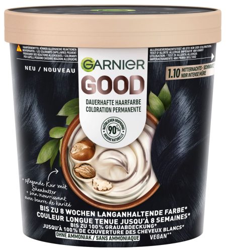 Garnier, Garnier - GOOD Dauerhafte Haarfarbe 1.10 Midnight Illusion, 1 Stück
