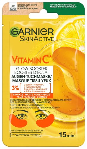 Garnier, Garnier - Augen-Tuchmaske, SkinActive Vitamin C Glow Booster, 1 Paar