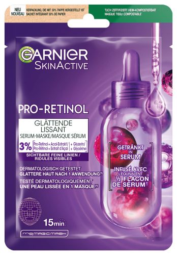 Garnier, Garnier - Pro-Retinol Glättende Serum-Maske, SkinActive, 1 Stück