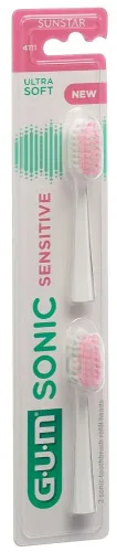 Sunstar Gum, SUNSTAR Gum Sonic Sensitive Ersatzköpfe weiss (2 Stk)