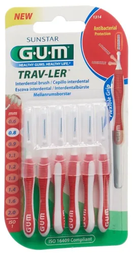 Sunstar Gum, SUNSTAR Gum Proxabrush TravLer 0.8mm Interdentalbürsten (6 Stk)