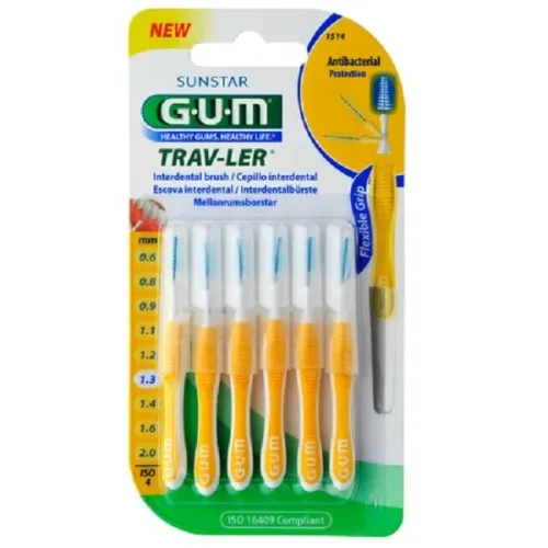 Sunstar Gum, SUNSTAR GUM Trav-Ler 1.3mm ISO4 gelb (6 Stk)
