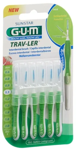 Sunstar Gum, SUNSTAR Gum Proxabrush TravLer 1.1mm Interdentalbürsten (6 Stk)