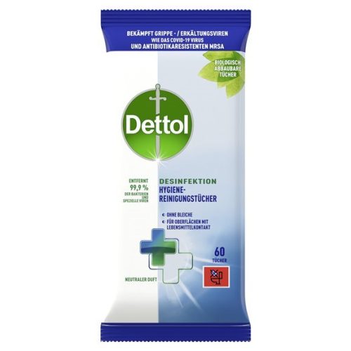 Dettol, DETTOL Hygiene Reinigungst&uuml;cher 3193971 neutraler Duft 60 St&uuml;ck