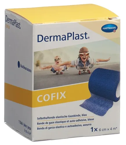 DERMAPLAST, DermaPlast Gazebinde CoFix, 6cmx4m, blau (1 Stk)