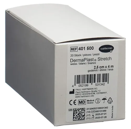 DERMAPLAST, DermaPlast STRETCH Gazebinde, 2.5cmx4m, weiss (20 Stk)