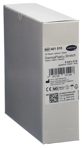 DERMAPLAST, DermaPlast STRETCH Gazebinde 4cmx4m weiss (20 Stk)