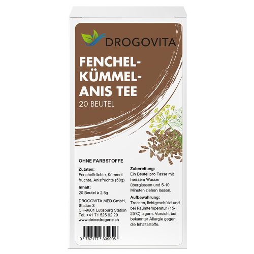 Drogovita, DROGOVITA Fenchel-Kümmel-Anis Tee (20 Beutel)