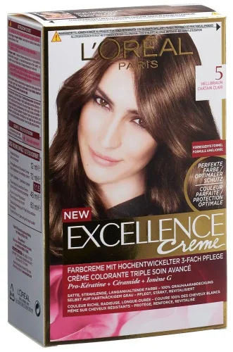 L'Oréal Paris, L'oréal Paris Excellence Crème ? Haarfarbe mit dreifacher Pflegewirkung ? 5 Hellbraun