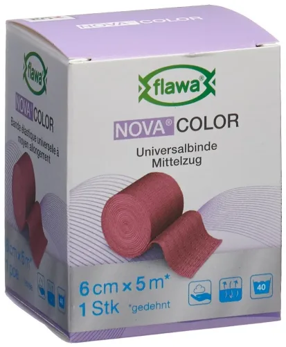 FLAWA, FLAWA NOVA COLOR Universalbinde, rot, 6cmx5m (1 Stk)