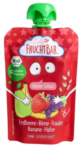 FRUCHTBAR, FRUCHTBAR Bio-Fruchtpüree Erdbeere, Birne, Traube, Banane & Hafer (100g)