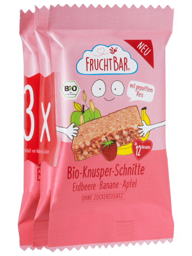 FruchtBar, FRUCHTBAR Knusper Schnitte Bio Erdbeere Banane (3x23 g)