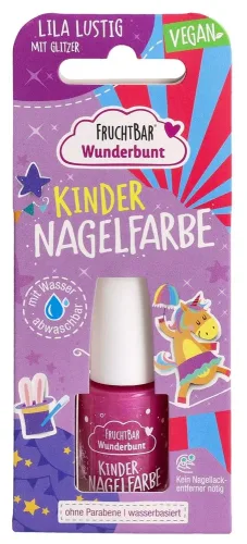 FRUCHTBAR, FRUCHTBAR Wunderbunt Kindernagelfarbe, Lila mit Glitzer (5ml)