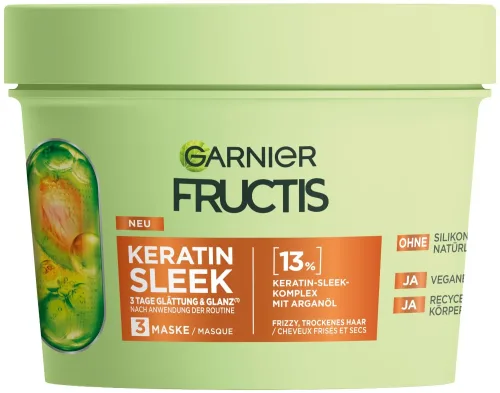 Fructis, Garnier Fructis Keratin Sleek Maske, 370ml