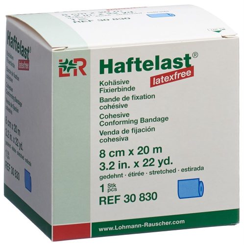 Haftelast, Haftelast latexfrei kohäsive Fixierbinde, 8cmx20m, blau (1 Stk)