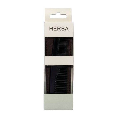 HERBA, Herba Taschenkamm mit Etui, handges&auml;gt, Kunststoff, schwarz, 13 cm