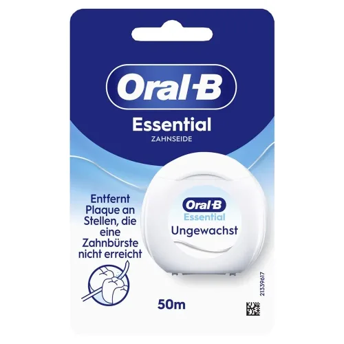 Oral-B, Oral-B - ssentialfloss Zahnseide Ungewachst, Essentialfloss ungewachst, 50m